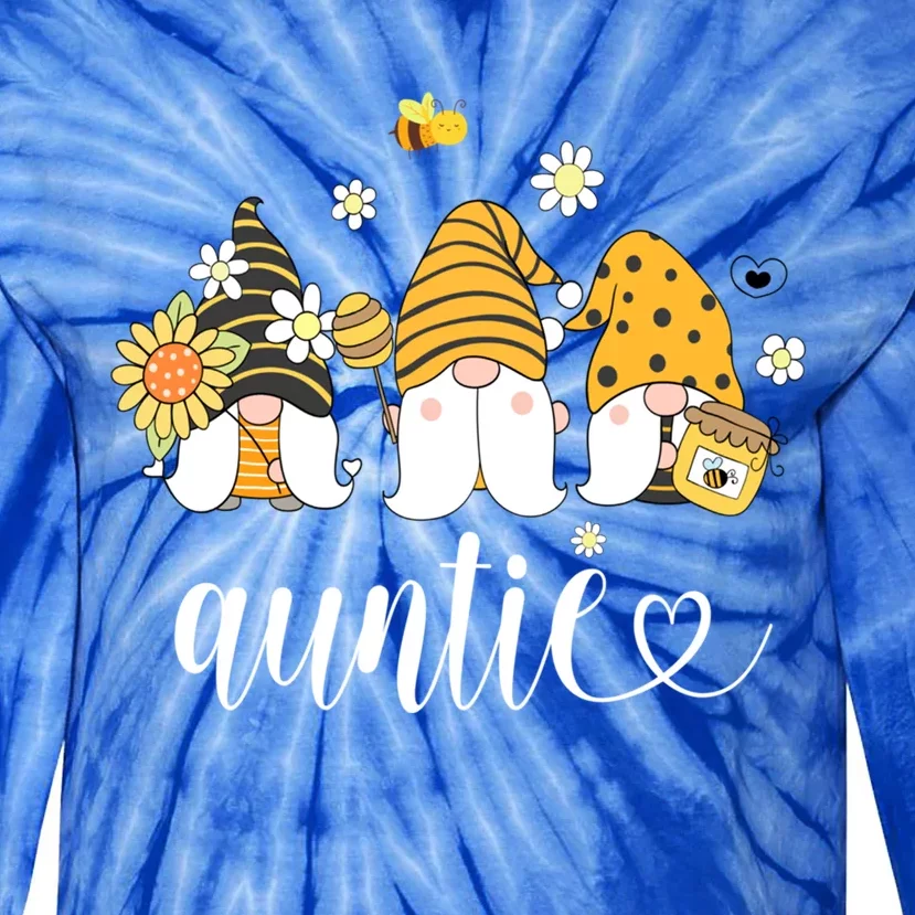 Cute Auntie Gnomes With Bees And Sunflower Country Style Funny Gift Tie-Dye Long Sleeve Shirt