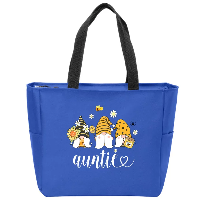 Cute Auntie Gnomes With Bees And Sunflower Country Style Funny Gift Zip Tote Bag