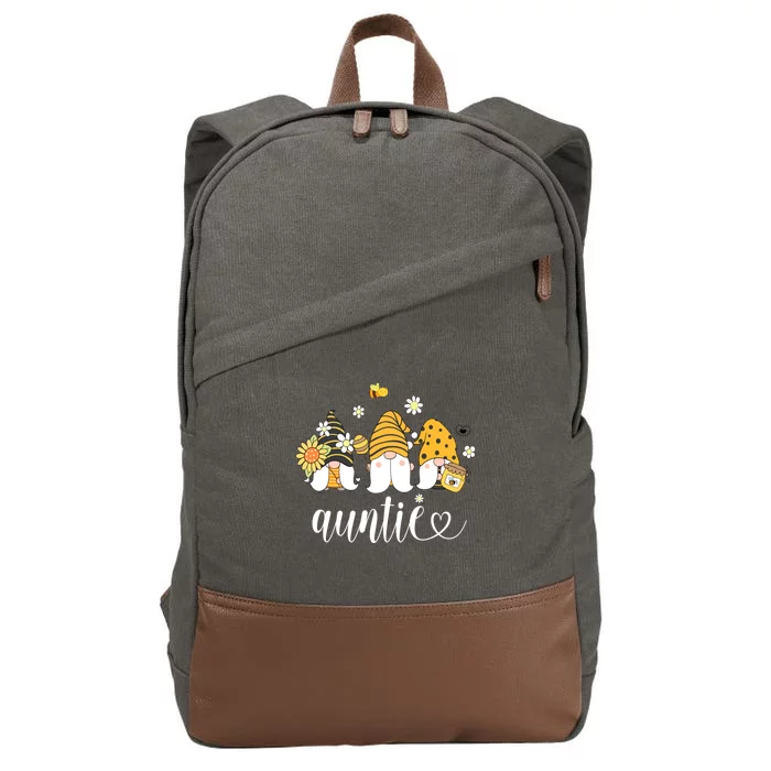 Cute Auntie Gnomes With Bees And Sunflower Country Style Funny Gift Cotton Canvas Backpack