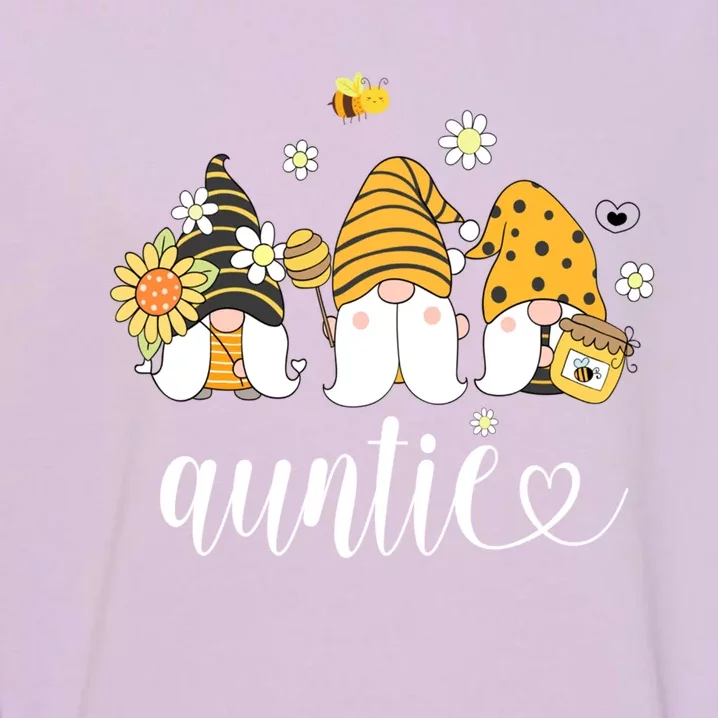 Cute Auntie Gnomes With Bees And Sunflower Country Style Funny Gift Garment-Dyed Sweatshirt