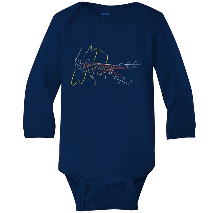 Cool Acoustic Guitar Player Gift Great Guitarist Or Band Gift Baby Long Sleeve Bodysuit