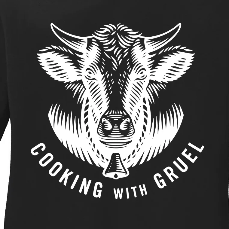 Chef Andrew Gruel Cooking With Gruel Eat More Meat Ladies Long Sleeve Shirt