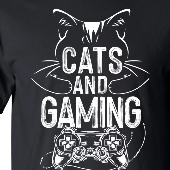 Cats And Gaming Funny For Gamer, Cat Lover, Cat Mom, Cat Dad Tall T-Shirt