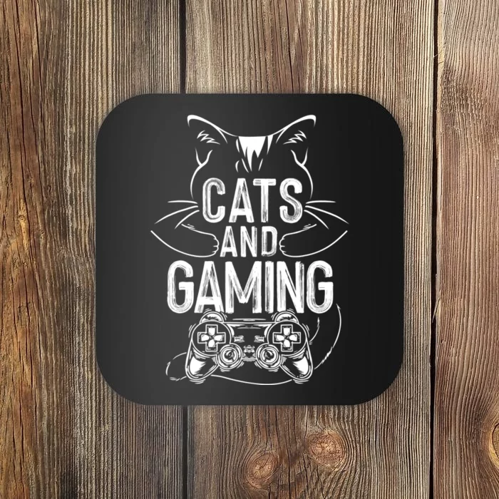 Cats And Gaming Funny For Gamer, Cat Lover, Cat Mom, Cat Dad Coaster