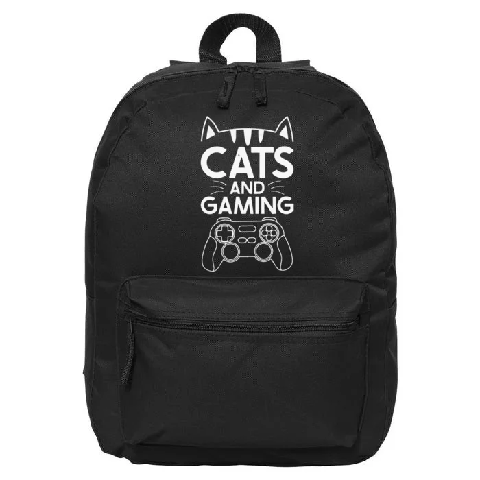 Cats And Gaming Funny Cat Lover Gaming Gift Gamer 16 in Basic Backpack