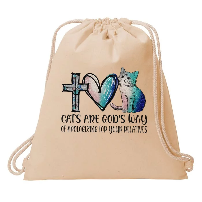 Cats Are GodS Apology Funny Design Drawstring Bag