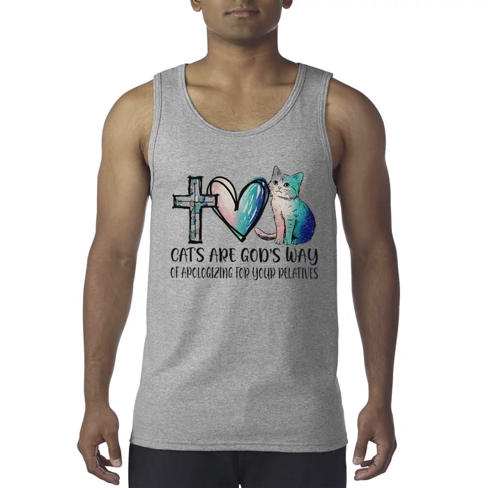 Cats Are GodS Apology Funny Design Tank Top