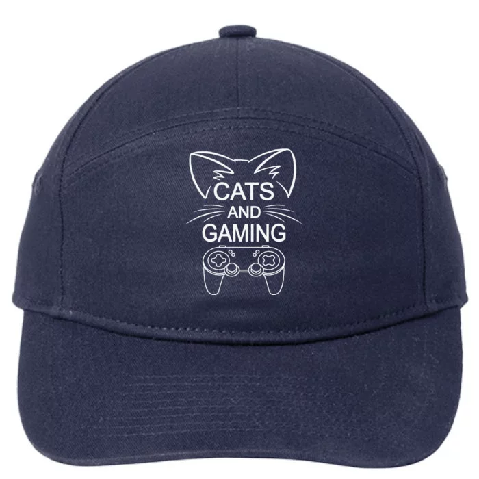 Cats And Gaming Funny Cat Lover Gaming Gift Gamer Gift 7-Panel Snapback Hat