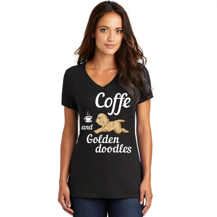 Coffee And Goldendoodles Women's V-Neck T-Shirt