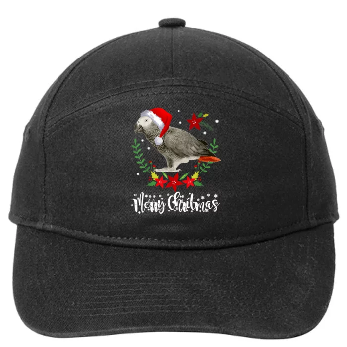 Christmas African Grey Parrot Christmas 7-Panel Snapback Hat