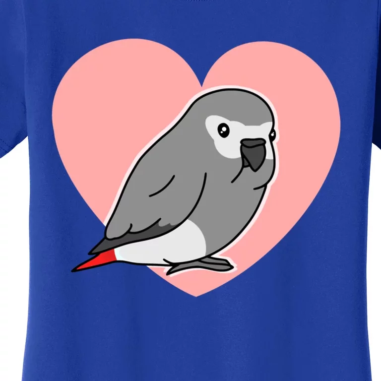 Chubby African Grey Love Heart Parrot Pastel Kawaii Birb Gift Women's T-Shirt