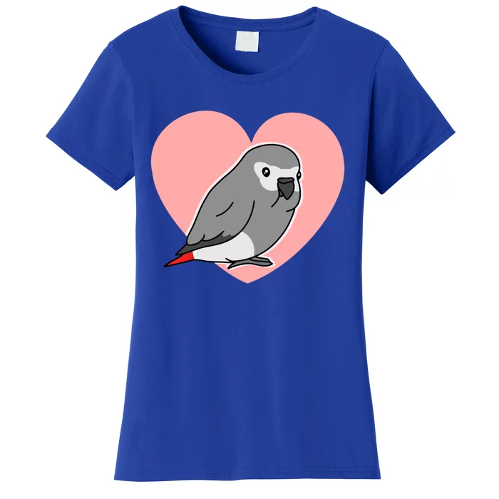 Chubby African Grey Love Heart Parrot Pastel Kawaii Birb Gift Women's T-Shirt