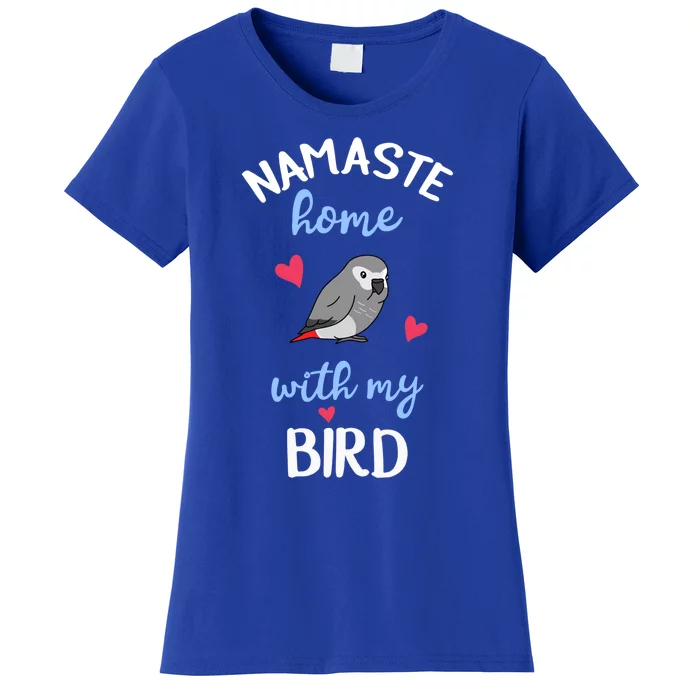 Chubby African Grey Parrot Namaste Home With My Bird Kawaii Funny Gift Women's T-Shirt