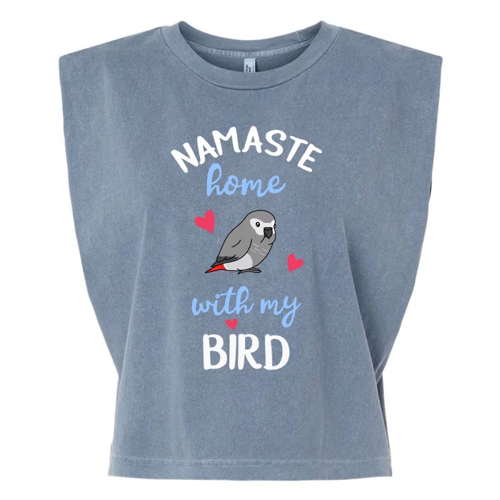 Chubby African Grey Parrot Namaste Home With My Bird Kawaii Funny Gift Garment-Dyed Women's Muscle Tee