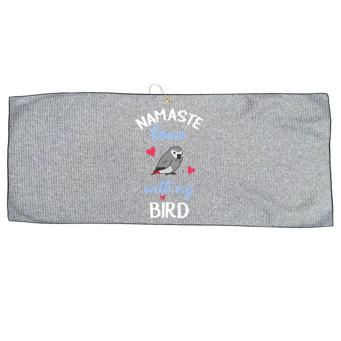 Chubby African Grey Parrot Namaste Home With My Bird Kawaii Funny Gift Large Microfiber Waffle Golf Towel