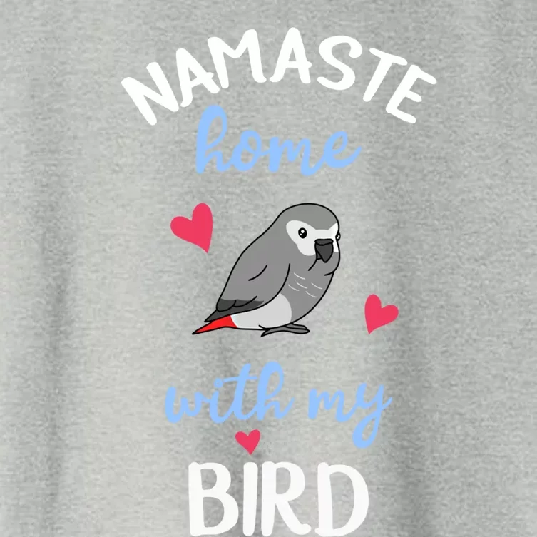 Chubby African Grey Parrot Namaste Home With My Bird Kawaii Funny Gift Women's Crop Top Tee