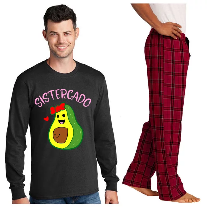 Cute Avocado Girl Face Happy Day Me You Brother Sistercado Long Sleeve Pajama Set