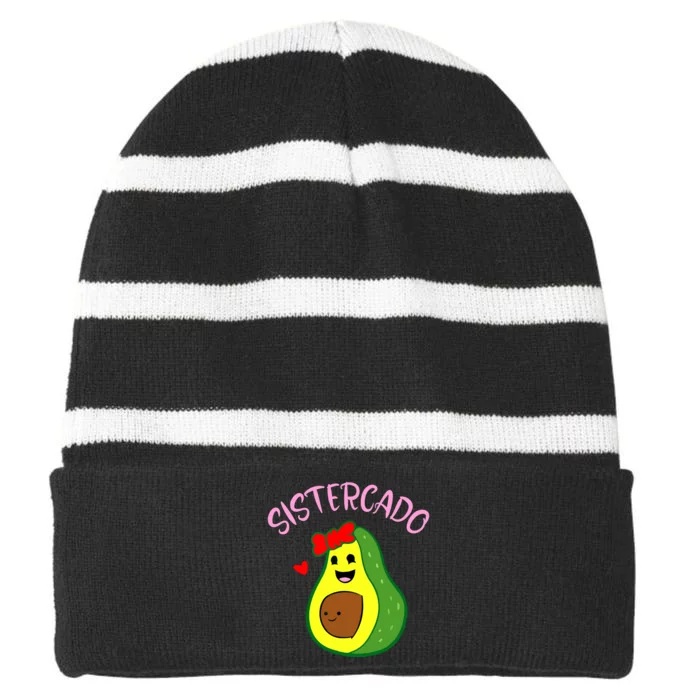 Cute Avocado Girl Face Happy Day Me You Brother Sistercado Striped Beanie with Solid Band