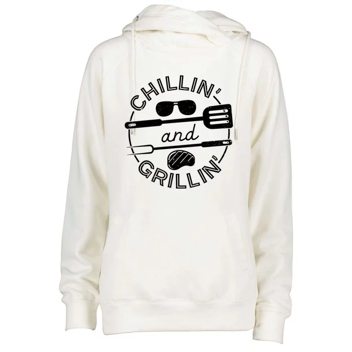 Chillin And Grillin Grill Master Steak Barbecue Bbq Party Gift Womens Funnel Neck Pullover Hood