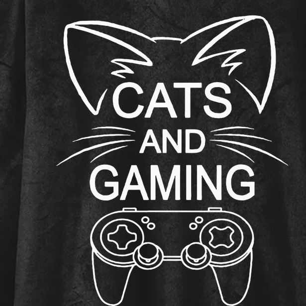 Cats And Gaming Funny Cat Lover Gaming Gift Gamer Hooded Wearable Blanket