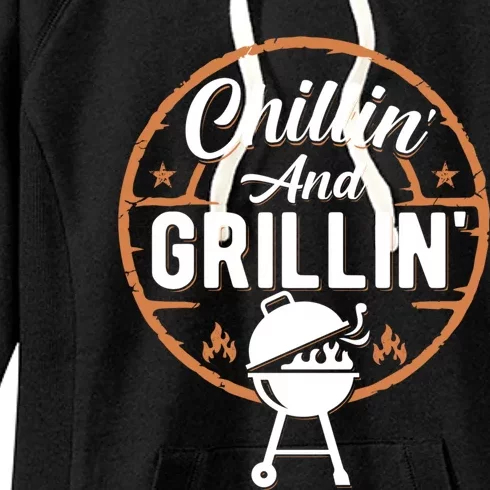 Chillin And Grillin Summer Outdoor Bbq Grilling Dad Fathers Gift Women's Fleece Hoodie