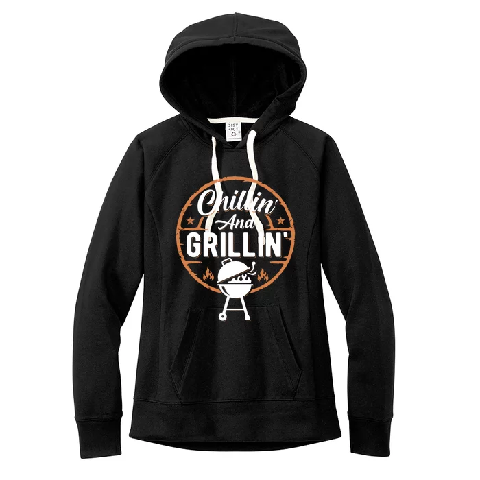 Chillin And Grillin Summer Outdoor Bbq Grilling Dad Fathers Gift Women's Fleece Hoodie