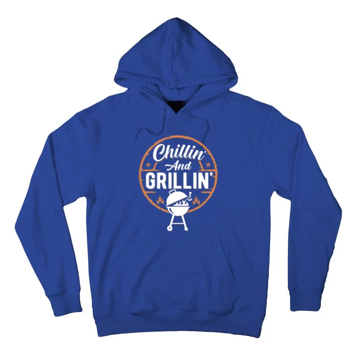 Chillin And Grillin Summer Outdoor Bbq Grilling Dad Fathers Gift Tall Hoodie