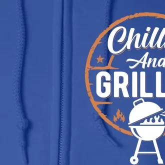 Chillin And Grillin Summer Outdoor Bbq Grilling Dad Fathers Gift Full Zip Hoodie