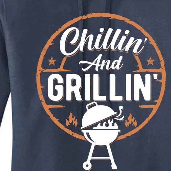 Chillin And Grillin Summer Outdoor Bbq Grilling Dad Fathers Gift Women's Pullover Hoodie