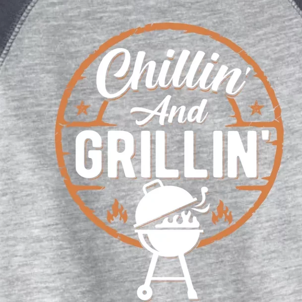 Chillin And Grillin Summer Outdoor Bbq Grilling Dad Fathers Gift Toddler Fine Jersey T-Shirt