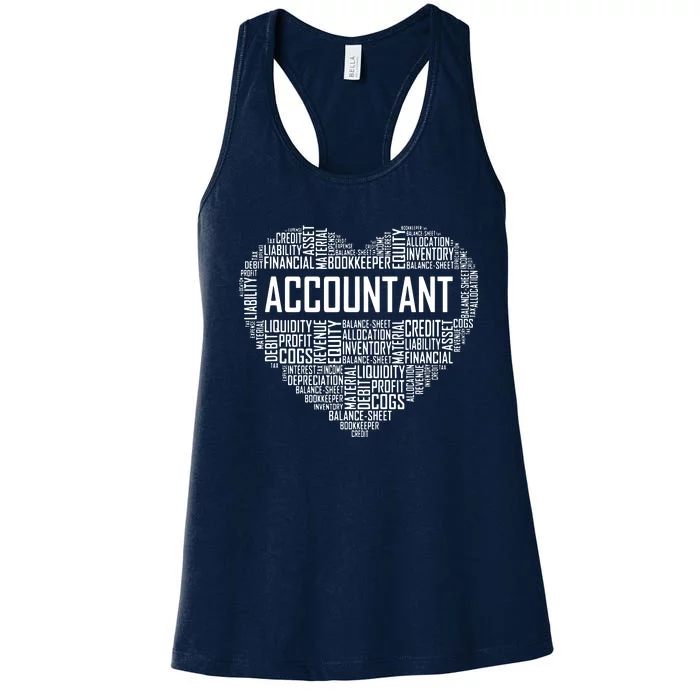 Certified Accountant Gifts Heart Accounting Graduate Gift Women's Racerback Tank