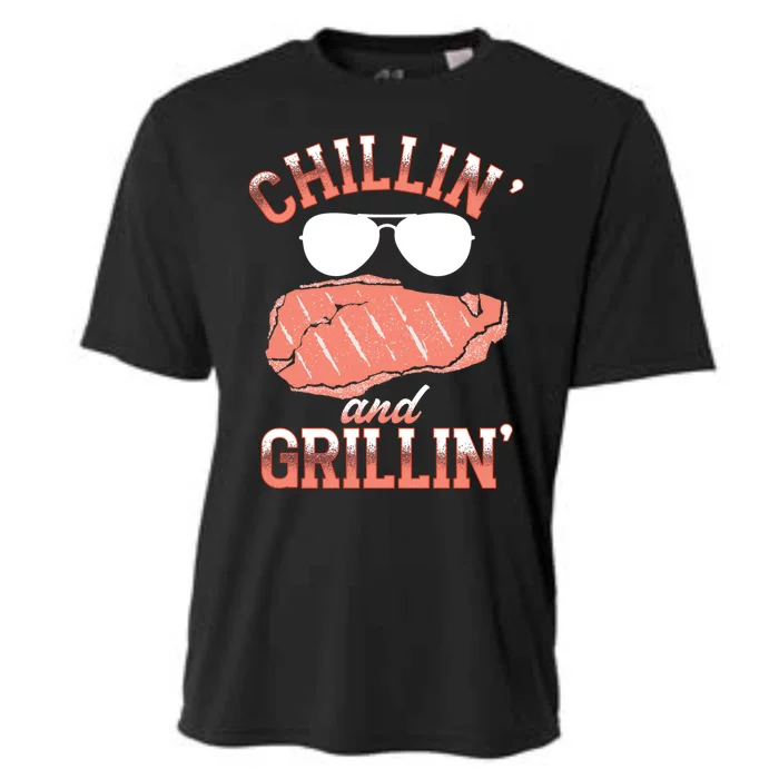 Chillin And Grillin Bbq Barbecue Grill Smoking Gift Cooling Performance Crew T-Shirt