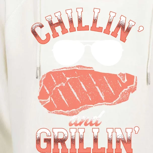 Chillin And Grillin Bbq Barbecue Grill Smoking Gift Womens Funnel Neck Pullover Hood