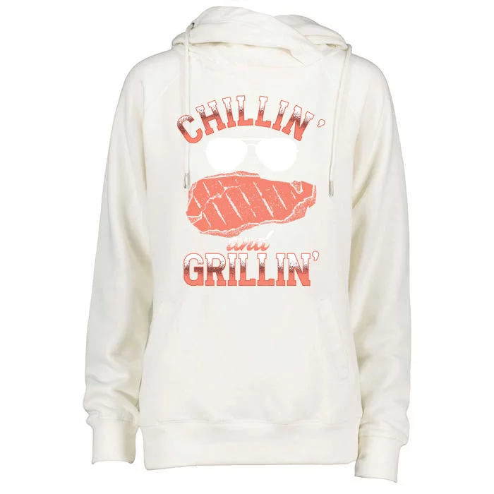 Chillin And Grillin Bbq Barbecue Grill Smoking Gift Womens Funnel Neck Pullover Hood