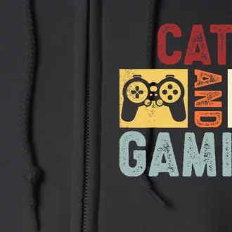 Cats And Gaming. Funny Cats And Gaming Lover Full Zip Hoodie