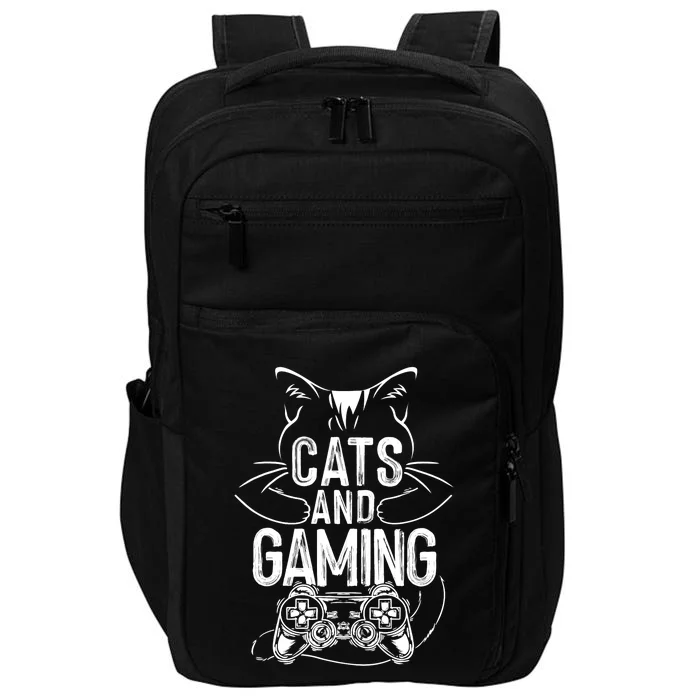 Cats And Gaming Funny For Gamer, Cat Lover, Cat Mom, Cat Dad Impact Tech Backpack