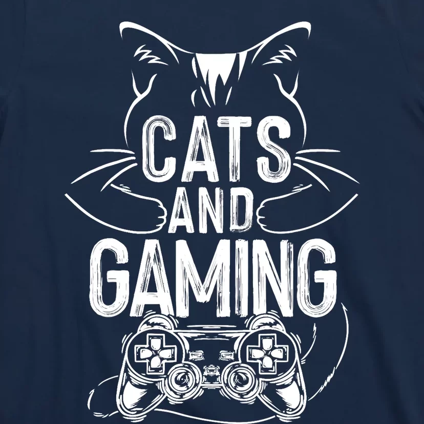 Cats And Gaming Funny For Gamer, Cat Lover, Cat Mom, Cat Dad T-Shirt