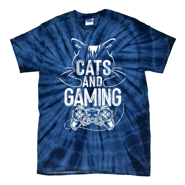 Cats And Gaming Funny For Gamer, Cat Lover, Cat Mom, Cat Dad Tie-Dye T-Shirt