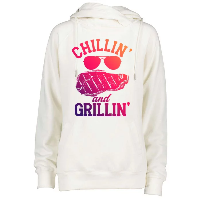 Chillin And Grillin Bbq Barbecue Grill Smoking Funny Gift Womens Funnel Neck Pullover Hood