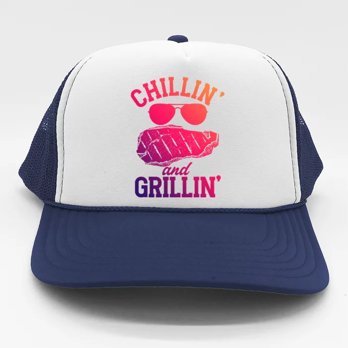 Chillin And Grillin Bbq Barbecue Grill Smoking Funny Gift Trucker Hat