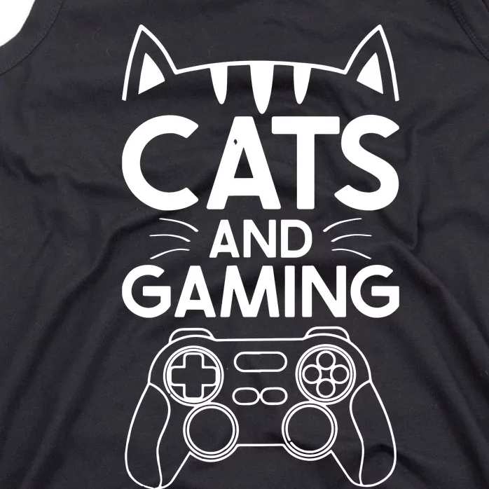 Cats And Gaming Funny Cat Lover Gaming Gift Gamer Tank Top