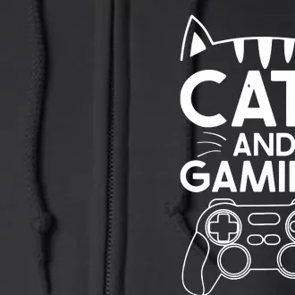 Cats And Gaming Funny Cat Lover Gaming Gift Gamer Full Zip Hoodie