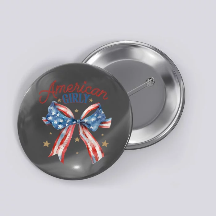 Cool American Girly Vintage Usa Flag Bowtie Button