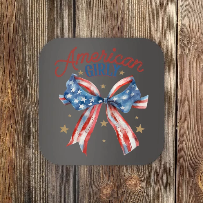 Cool American Girly Vintage Usa Flag Bowtie Coaster