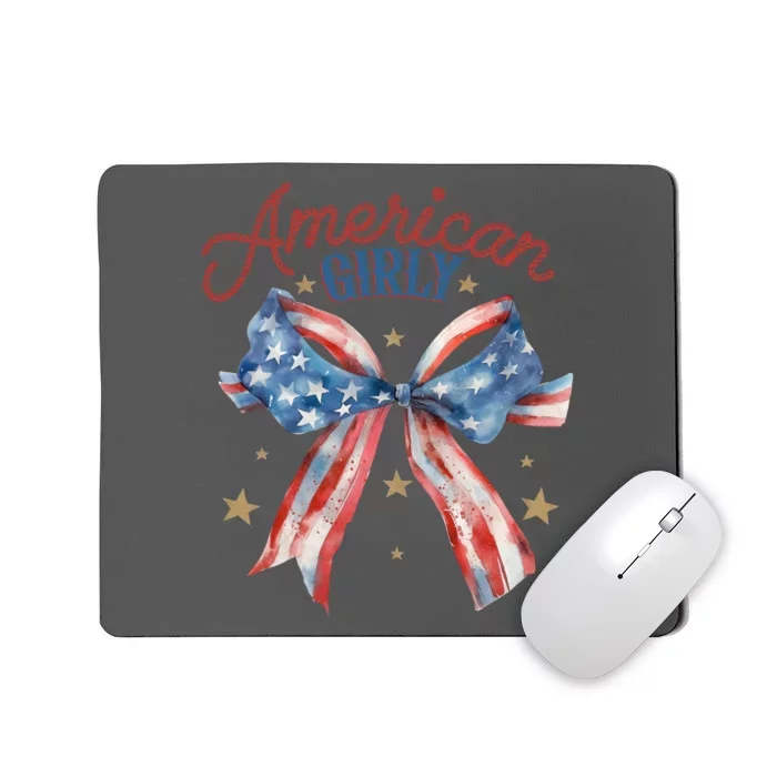 Cool American Girly Vintage Usa Flag Bowtie Mousepad