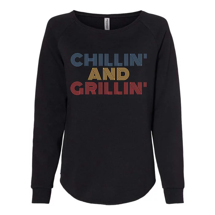 Chillin And Grillin Retro 70s Vintage Gift Womens California Wash Sweatshirt