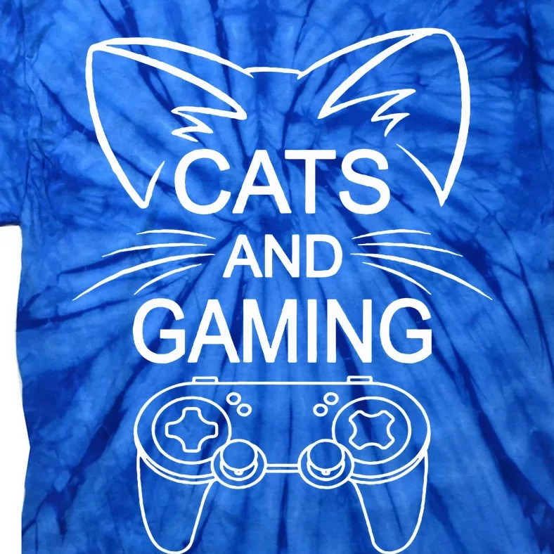 Cats And Gaming Funny Cat Lover Gaming Gift Gamer Tie-Dye T-Shirt