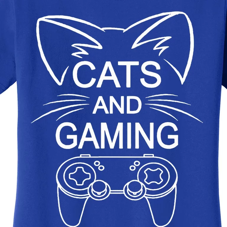 Cats And Gaming Funny Cat Lover Gaming Gift Gamer Women's T-Shirt