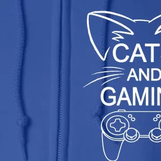 Cats And Gaming Funny Cat Lover Gaming Gift Gamer Full Zip Hoodie