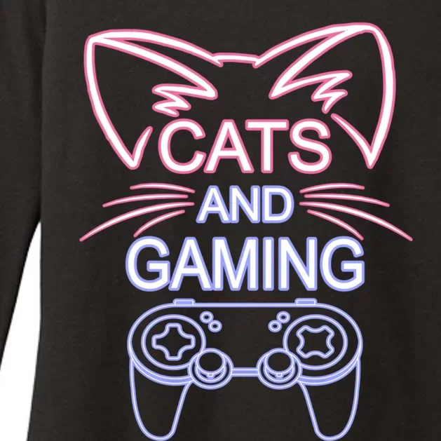 Cats And Gaming Funny Cat Lover Gaming Gift Gamer Womens CVC Long Sleeve Shirt